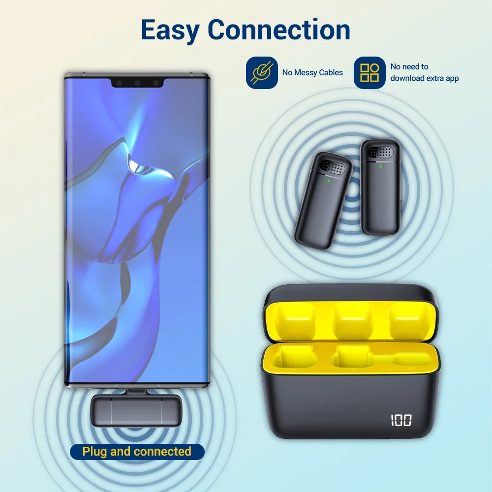 AyeBeau Dual Wireless Lavalier Mic for iPhone & Android