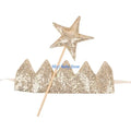 Baby Girl Glitter Crown Hairband & Fairy Star Wand Set | Photo Prop