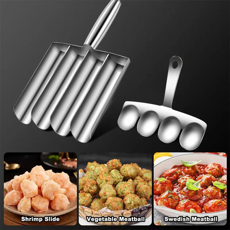 Stainless Steel Meatball Maker with Cutting Spade | 2/4 Scoop