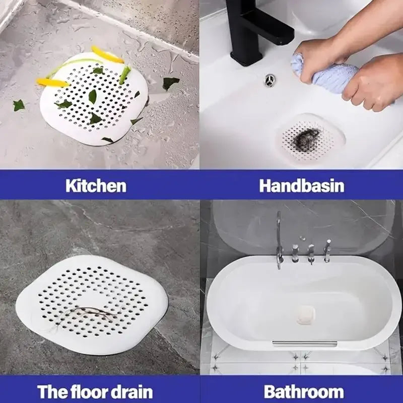 Silicone Square Shower Drain Cover & Sink Strainer 2-Pack