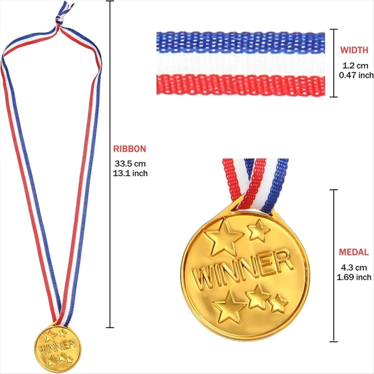 30-Pack Gold Kids Winner Medals – Party Favors & Sports Awards