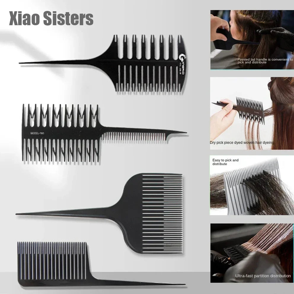 4-Pc Anti-Static Highlight Comb Set | Salon Hair Coloring Tool
