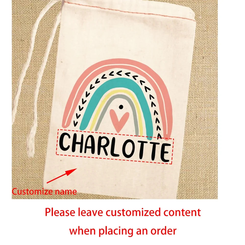 Personalized Boho Rainbow Party Favor Bags | Kids Gift Bags