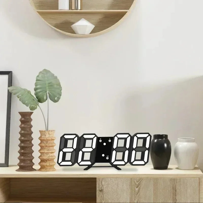 3D LED Digital Desk Clock – Alarm, Date & Temperature