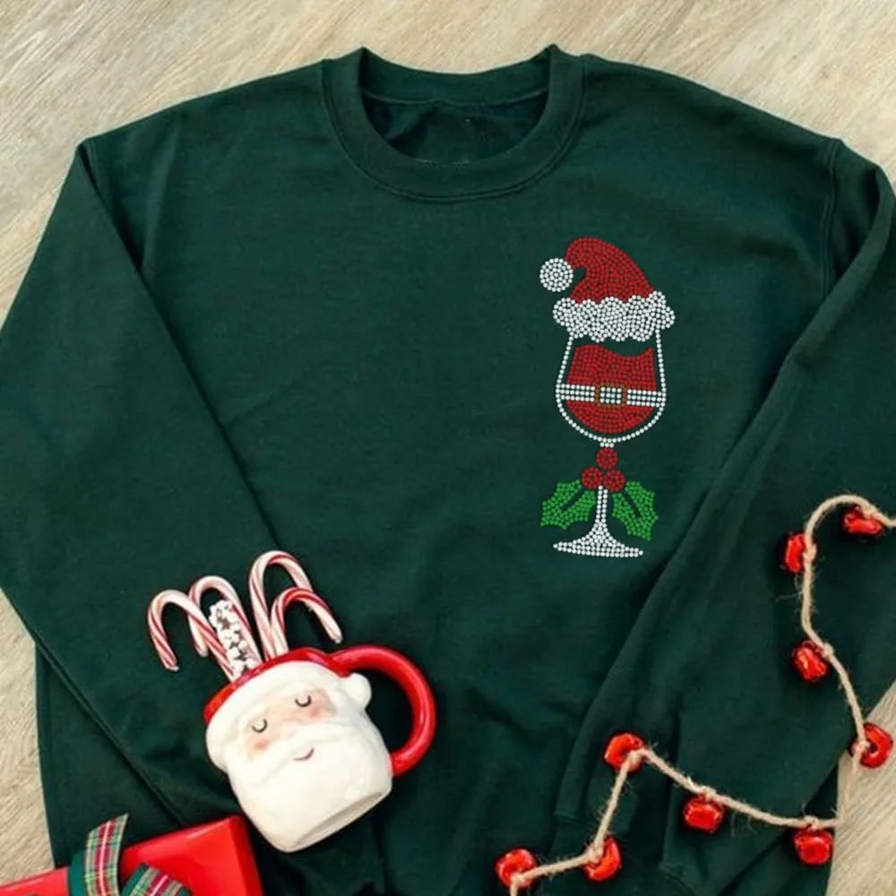 Christmas Glass Rhinestone Iron-On Appliqué | 11.7×8.3 In