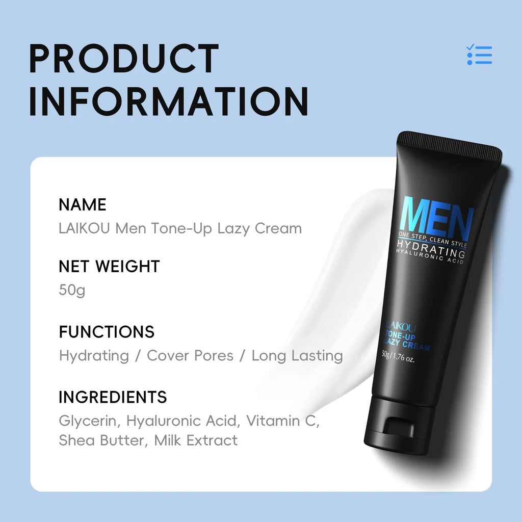 LAIKOU Men BB Cream 50g – Tone Up, Oil Control & Hydrating