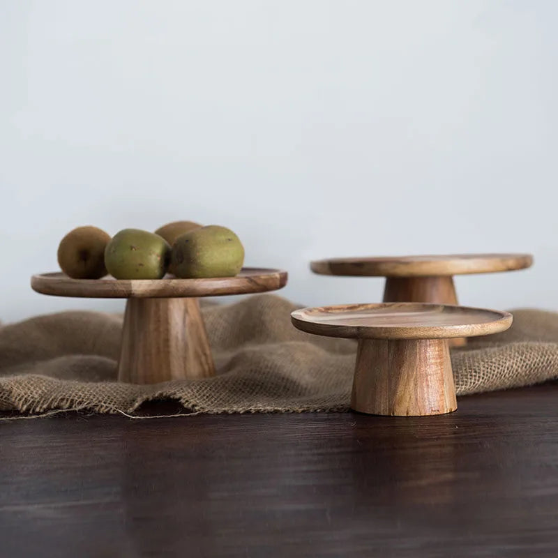 KEMORELA Elevated Wooden Cake Stand & Serving Tray