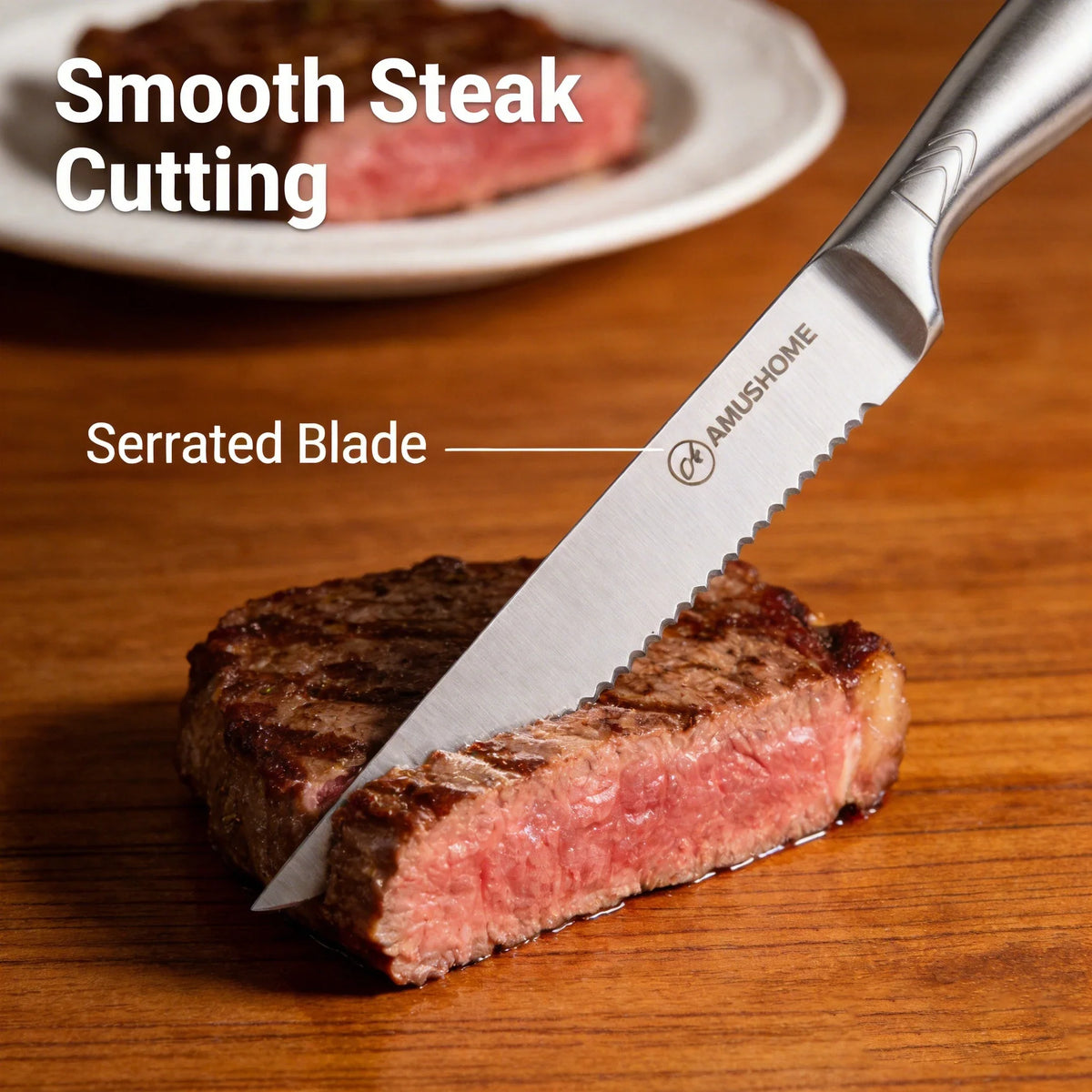 Stainless Steel Steak Knife Set – 1/4/6/8 Piece Serrated