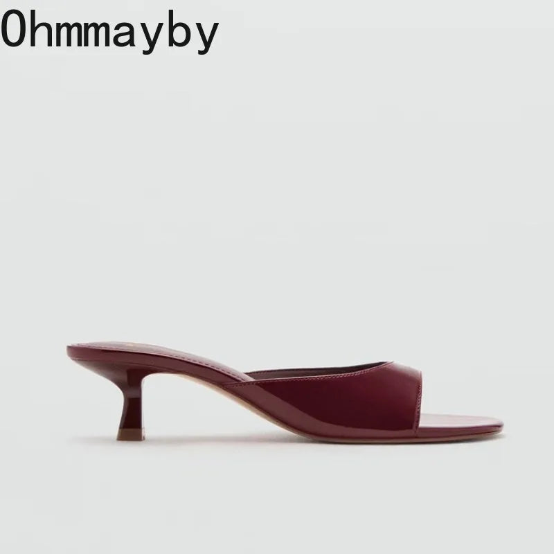 Women's Open Toe Square Heel Slides – Summer Dress Slippers