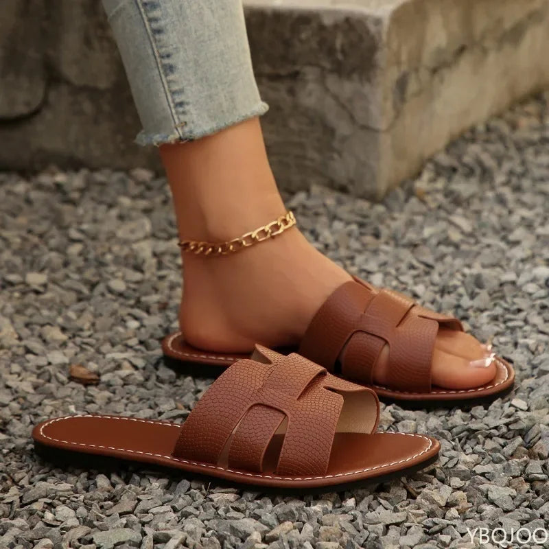 Women's Open Toe Flat Slippers – Casual Summer Sandals