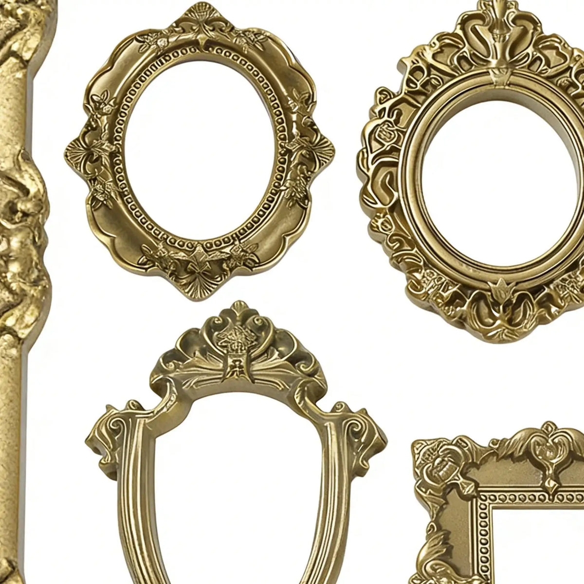 Mini Antique Gold Picture Frames Set of 5 – Vintage Resin