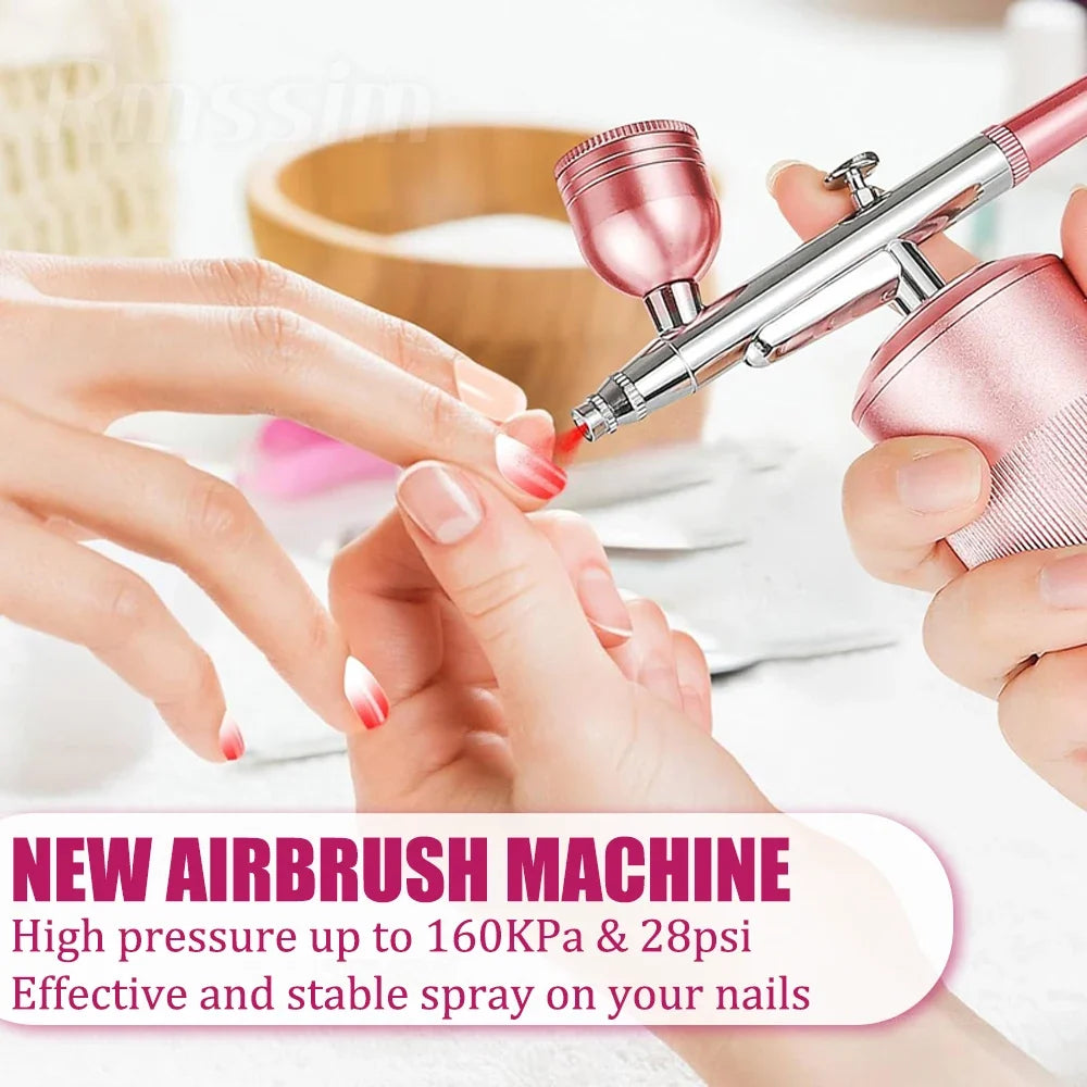 Portable Airbrush Kit with Compressor – Nail Art & Crafts