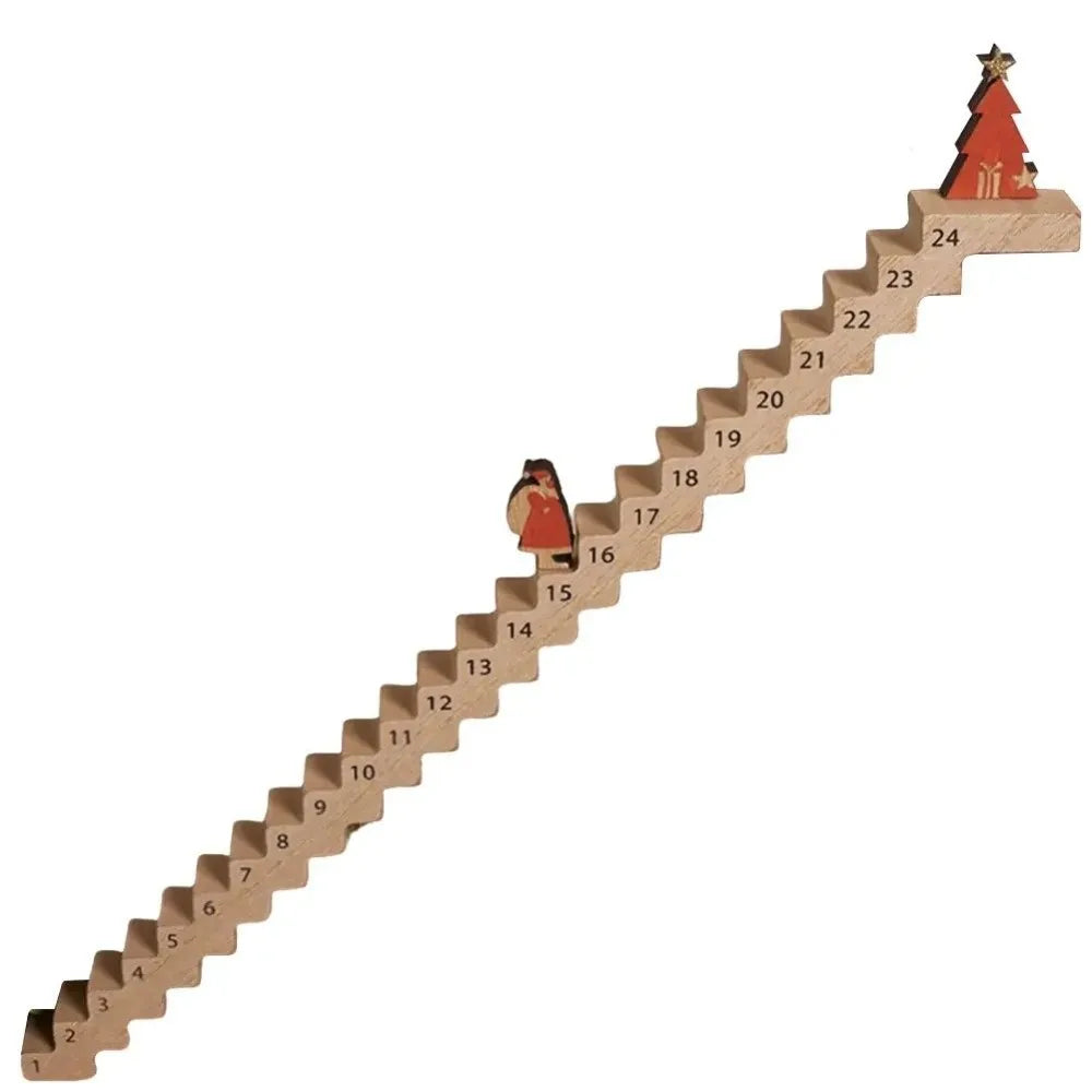 Wooden Christmas Advent Countdown Calendar | Santa Stair Climber