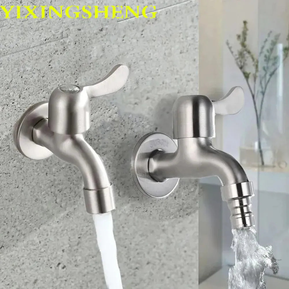 304 Stainless Steel Wall Mount Single Cold Faucet | Matte Finish