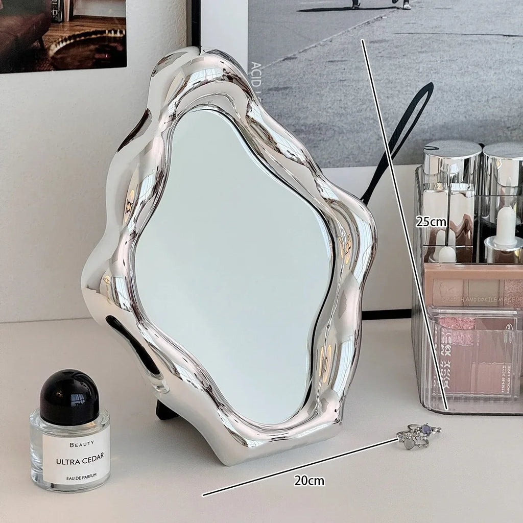Fashion Silver Decorative Mirrors Electroplated Laser Makeup Mirror