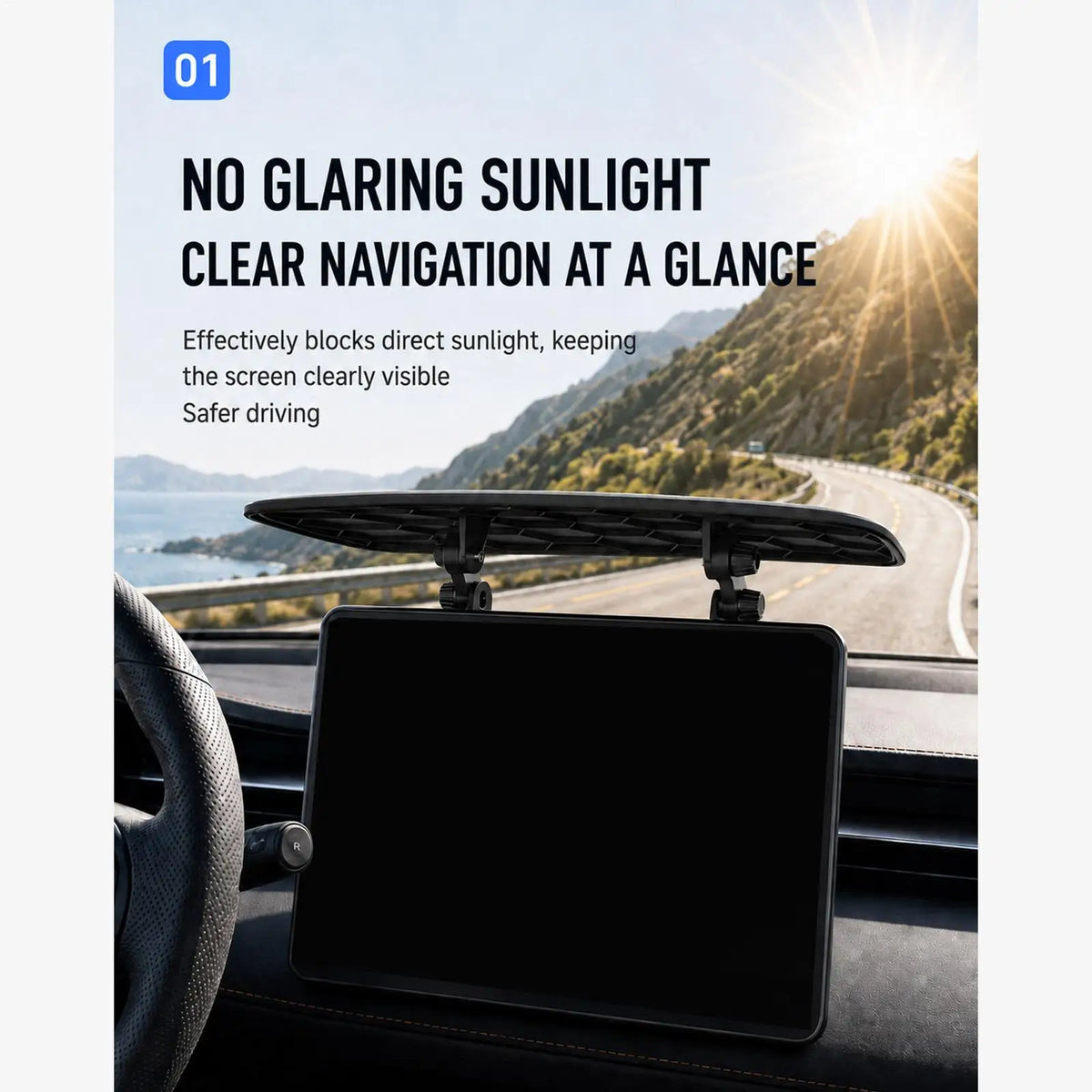 Car GPS Sun Shade – Anti-Glare Dashboard Screen Cover