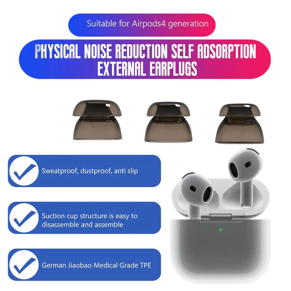 Silicone Ear Tips for AirPods 4 – Anti-Slip, 3 Sizes