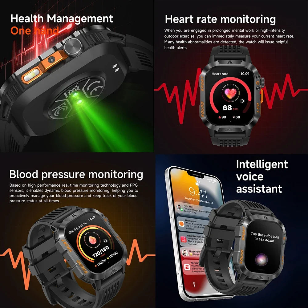 Ola Esporte HT30 Military Smartwatch | LED Flashlight & BT Call