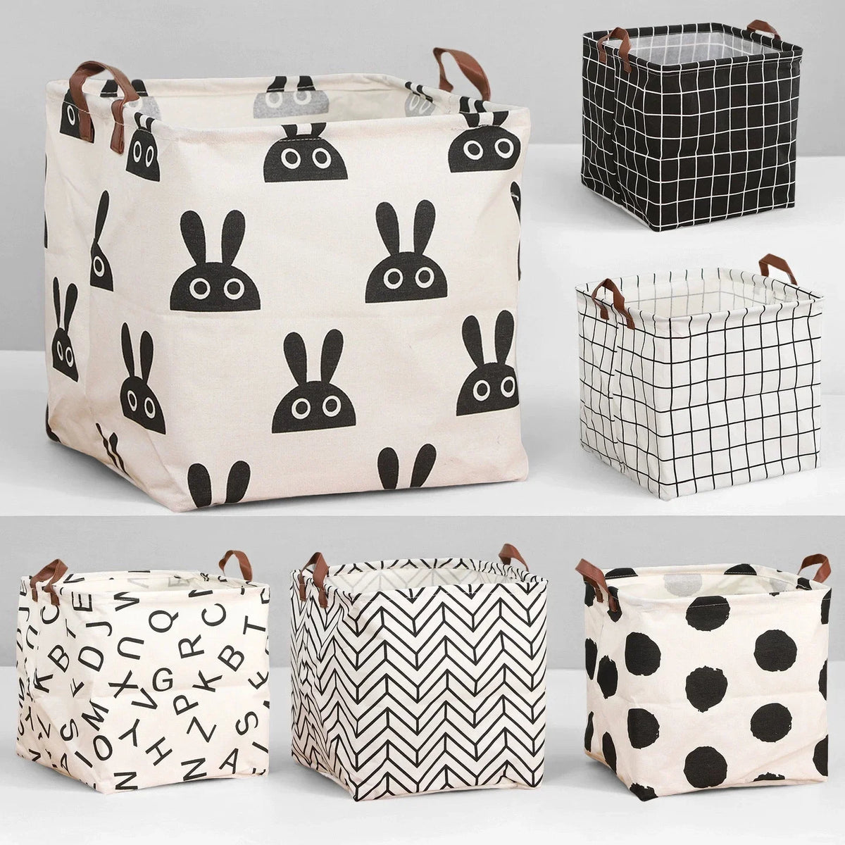 Foldable Cotton Linen Laundry Basket & Storage Organizer Bin