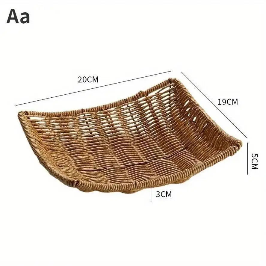 Handwoven Rattan Storage Basket – Wicker Tray for Kitchen & Picnic