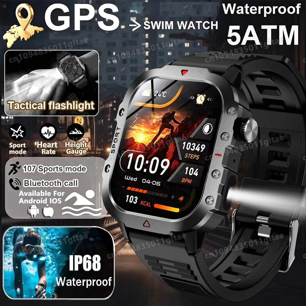 2026 Outdoors Durable Men Sports Smart Watch 1400mAh Battery LED