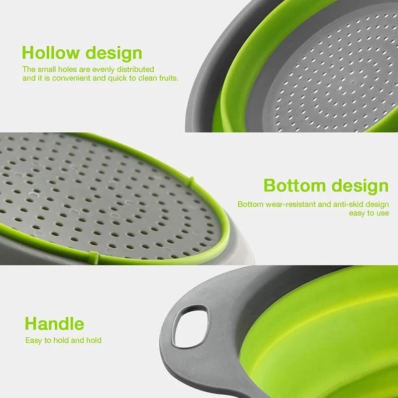 Collapsible Silicone Colander Basket | Fruit & Veggie Strainer