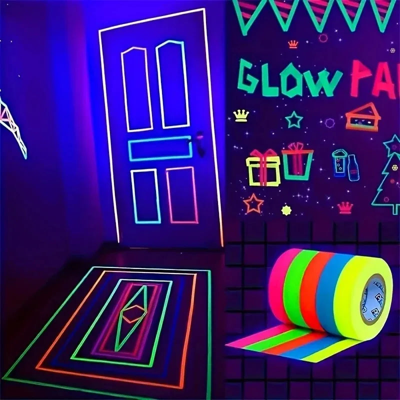 6-Color Neon UV Blacklight Tape Set – Fluorescent Party Tape