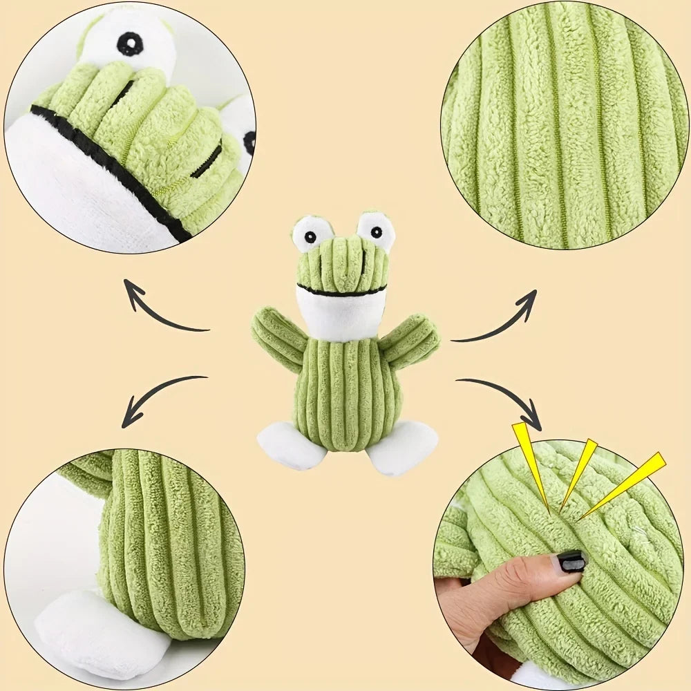 Frog Plush Dog Squeaky Toy – Chew Toy for Puppies & Small Dogs