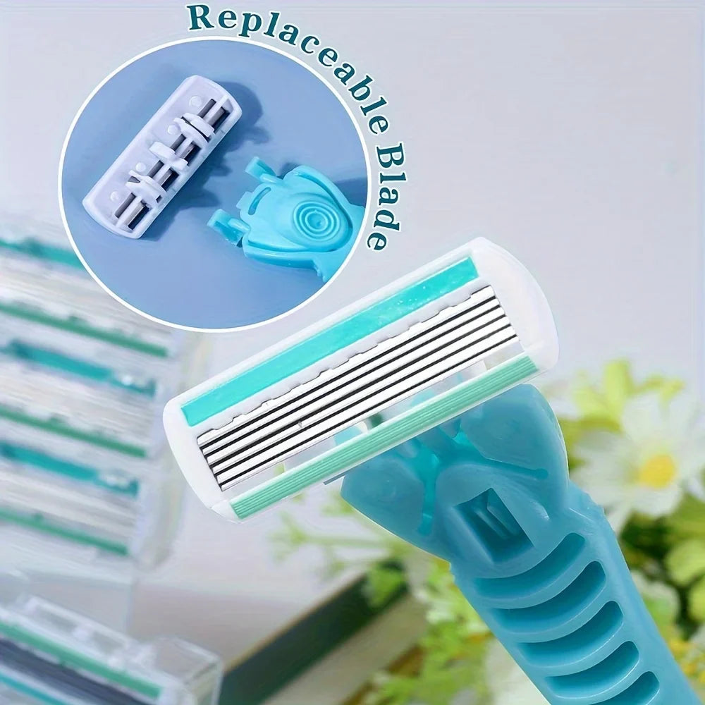 6-Layer Manual Safety Razor – Replaceable Head for Men & Women