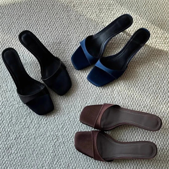 Women's Square Toe Open Toe Sandals – Summer Thin Heel Slippers
