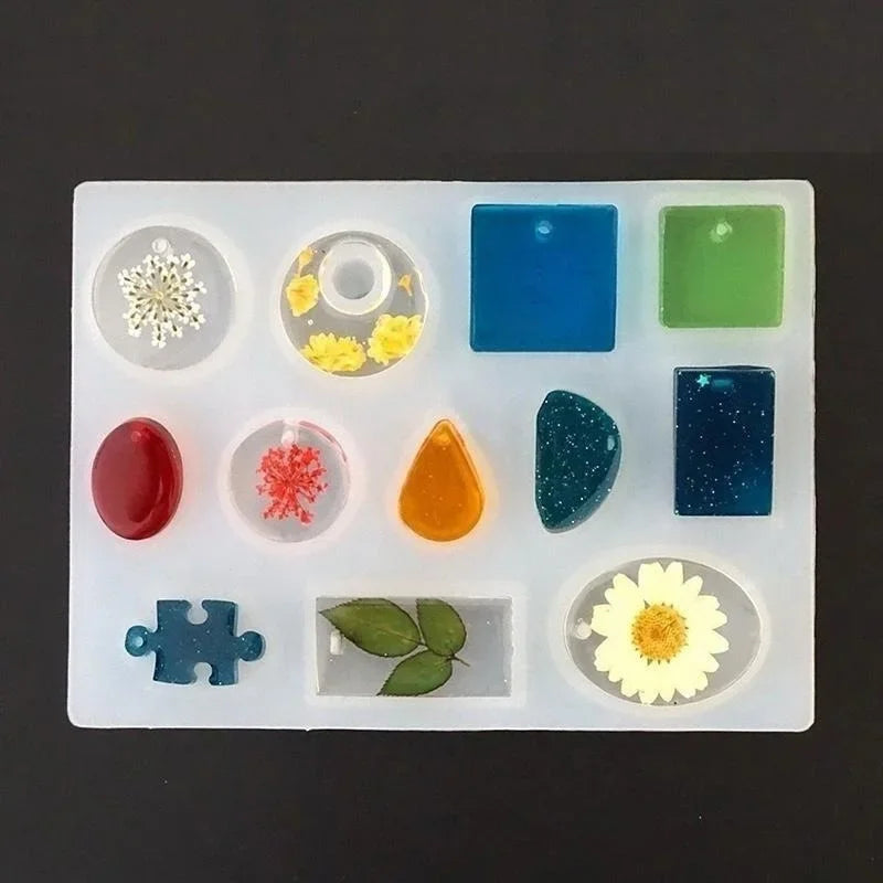 12-Design Cabochon Silicone Mold for Resin Jewelry Making