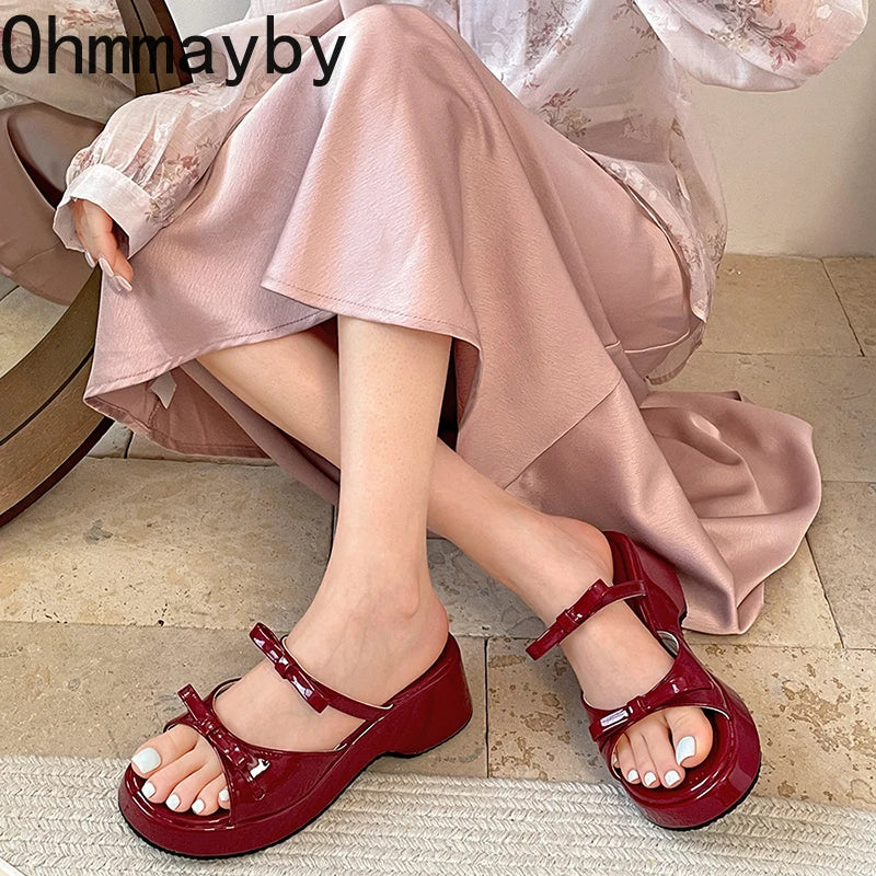 Women's Platform Wedge Slides – Open Toe Summer Sandals