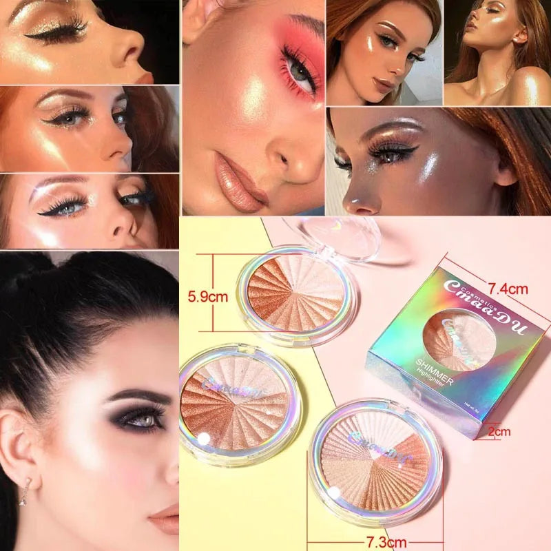 5-in-1 Highlighter Powder Palette Long-lasting Easy-to-apply Shimmery
