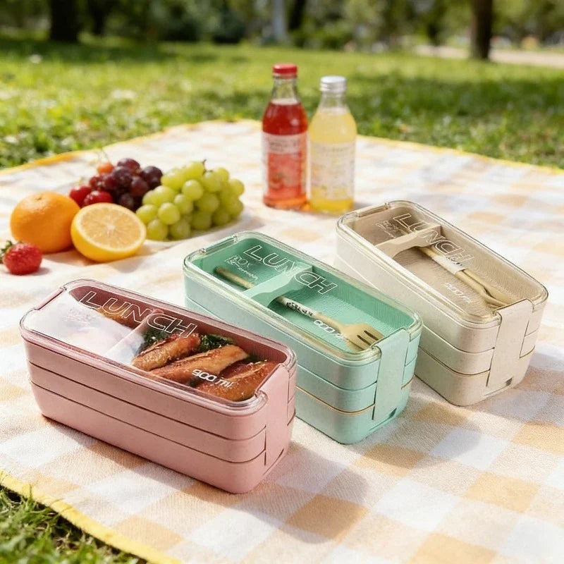 1 Wheat Straw Bento Box Reusable Portable Lunch Container Compartment