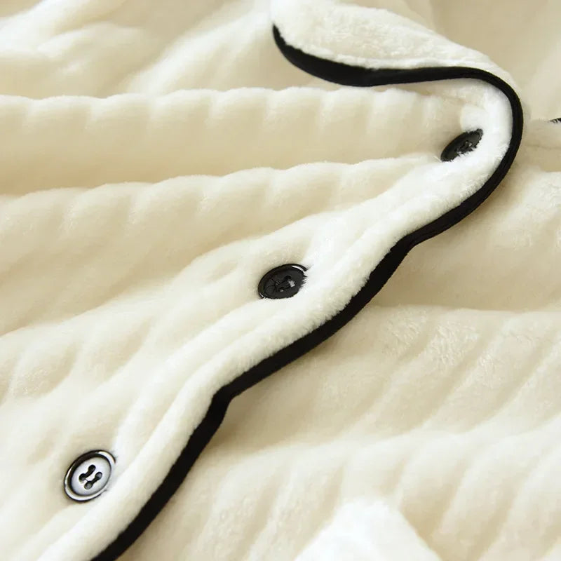 Coral Fleece Flannel Pajamas Set – Warm Winter Sleepwear