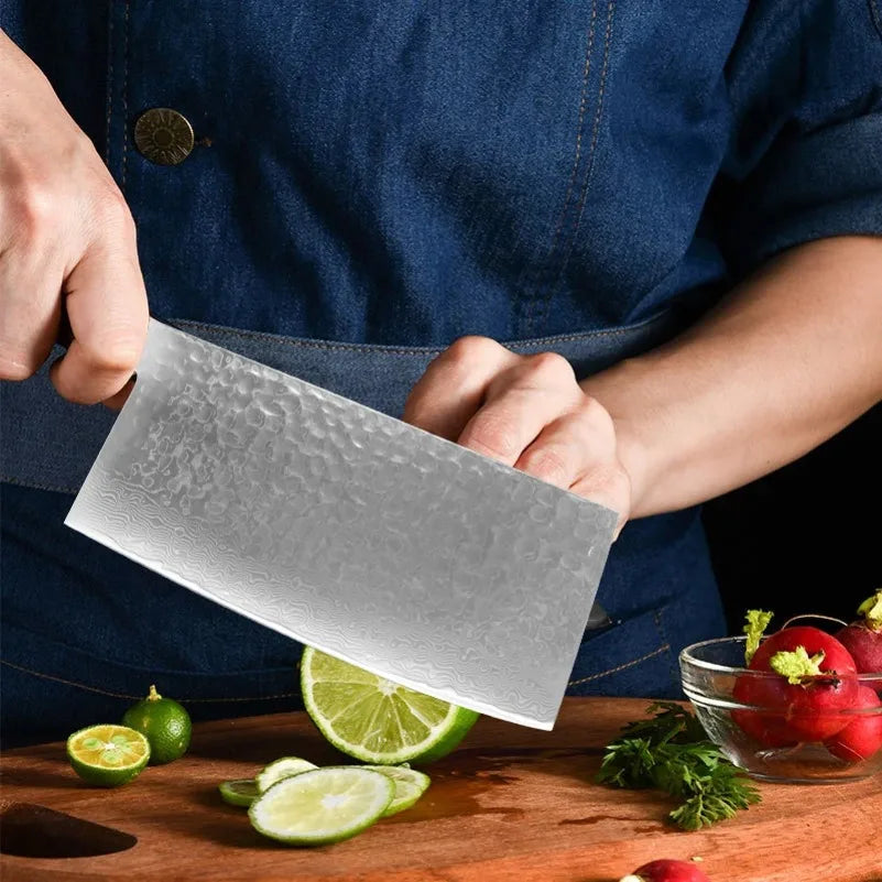 InLeung Damascus Steel Cleaver – Chinese Chef's Kitchen Knife