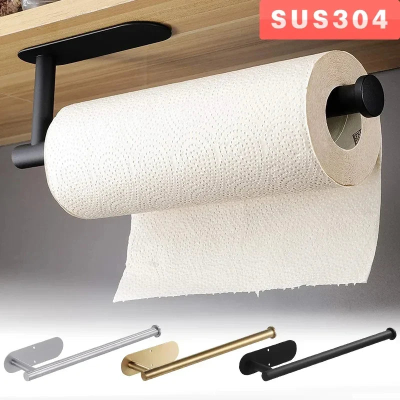 Adhesive Toilet Roll Holder | 304 Stainless Steel, No Drill