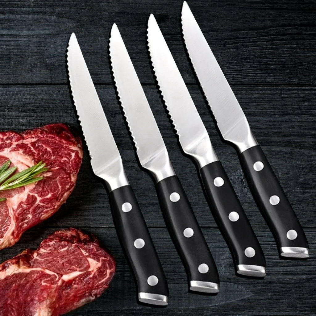 Serrated Steak Knife Set – Stainless Steel ABS Handle 1-6 Pc