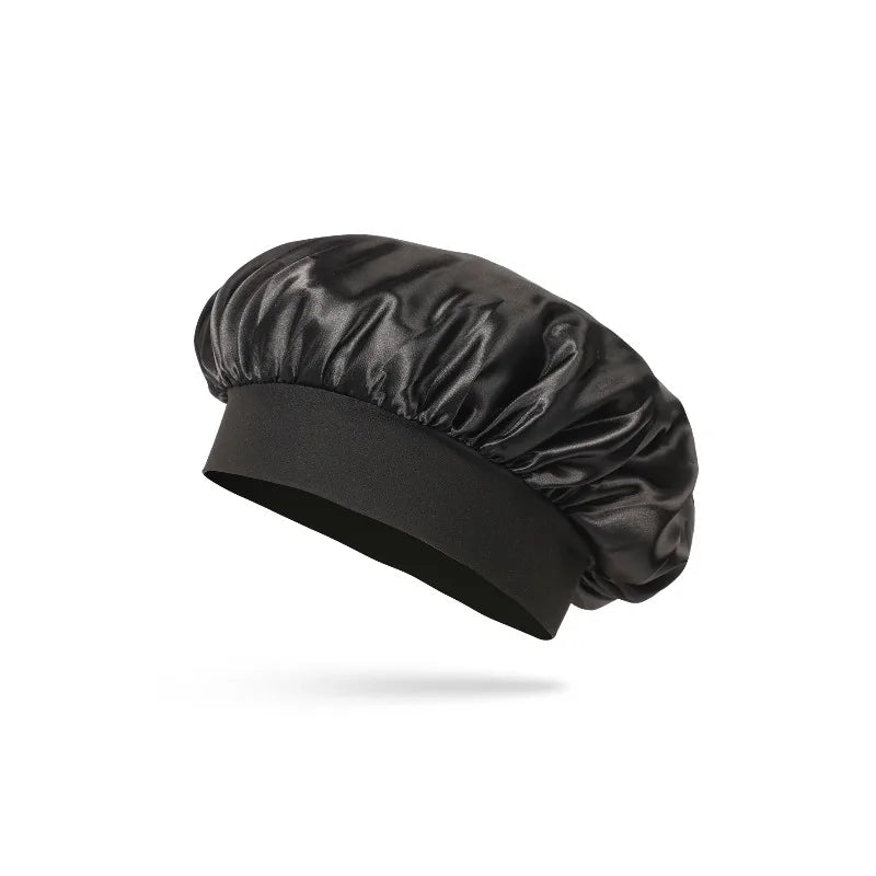 Silk Satin Sleep Bonnet – Wide Soft Band for Curly Hair