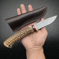 Fixed Blade Outdoor Knife – Bone Handle, Damascus, 58–60HRC D3