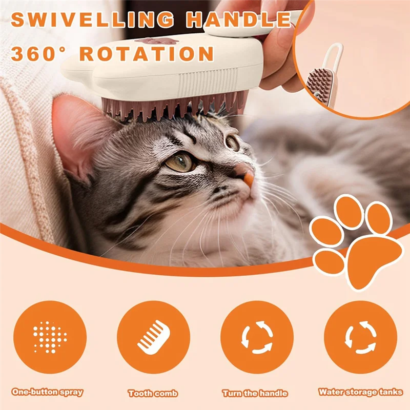 A36T-3-In-1 Multifunctional Pet Steam Brush Cat Suitable All Pets