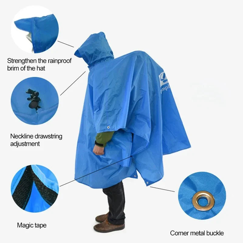 3-in-1 Waterproof Rain Poncho – Hiking, Camping & Travel