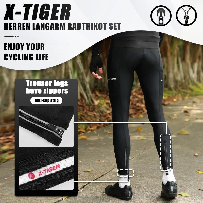 X-TIGER Men's Winter Cycling Tights – 5D Gel Padded Bike Pants
