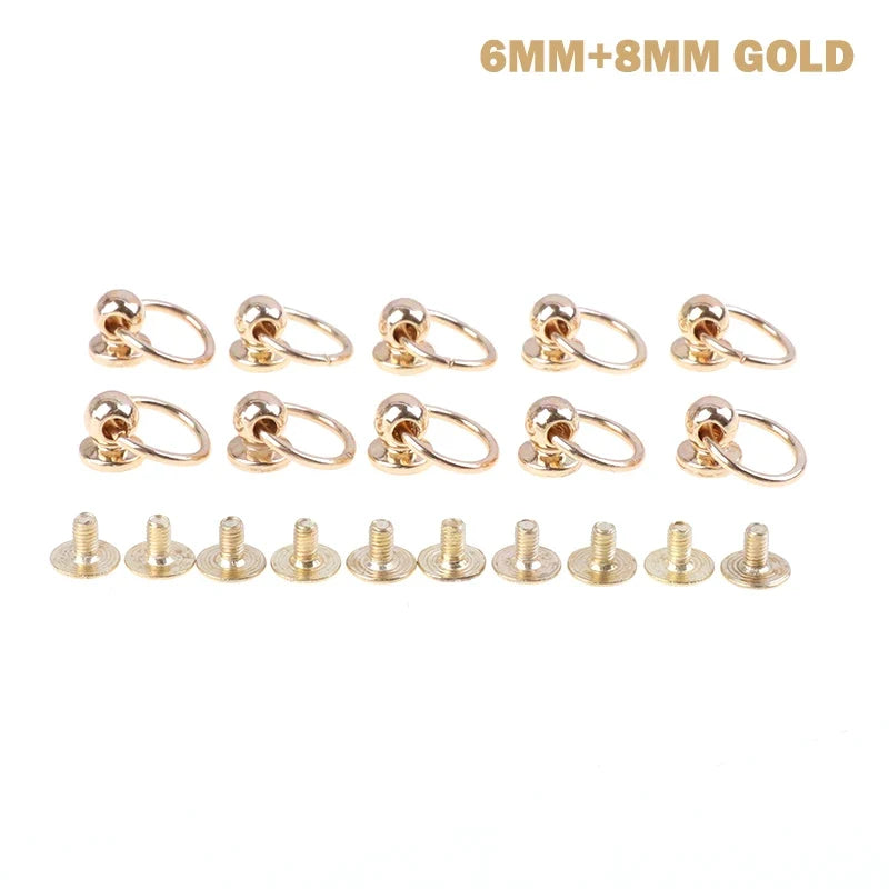 8mm Metal O-Ring Screwback Rivets – 10pcs for Bags & Crafts