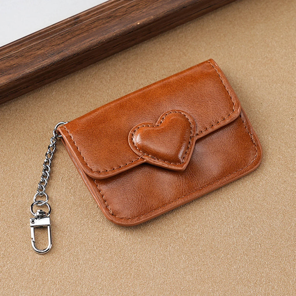 Women's Heart Chain Wallet | Card Slots & Zippered Coin Pocket