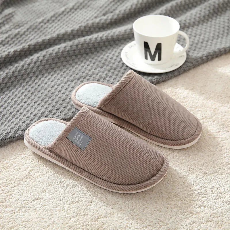 Men's Anti-Slip Cotton Slippers – Soft Sole Indoor House Shoes