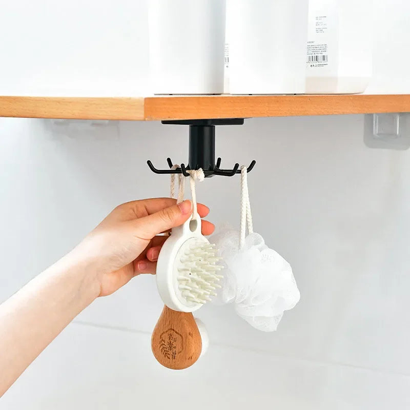 Kitchen Hooks Rotating Storage Rack Without Punching Wall-mounted