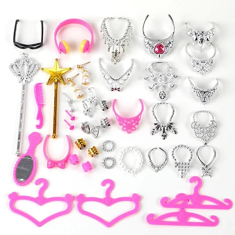 20Pcs Dollhouse Jewelry – Earrings, Bracelets & Crown for 1/6 Dolls