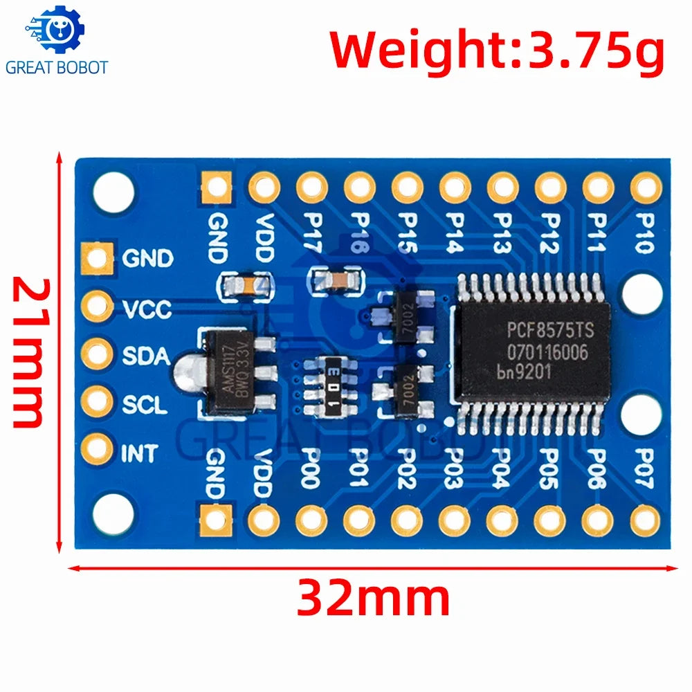 PCF8575 I2C IO Expander Module – 16 I/O Pins for Arduino