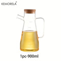 KEMORELA 900ml Glass Oil Bottle with Handle | PVC-Free Kitchen